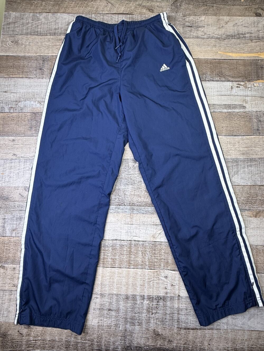 Vintage Y2K Adidas Blue Baggy Track Pants Men’s M Ankle Zips Windbreaker Soccer